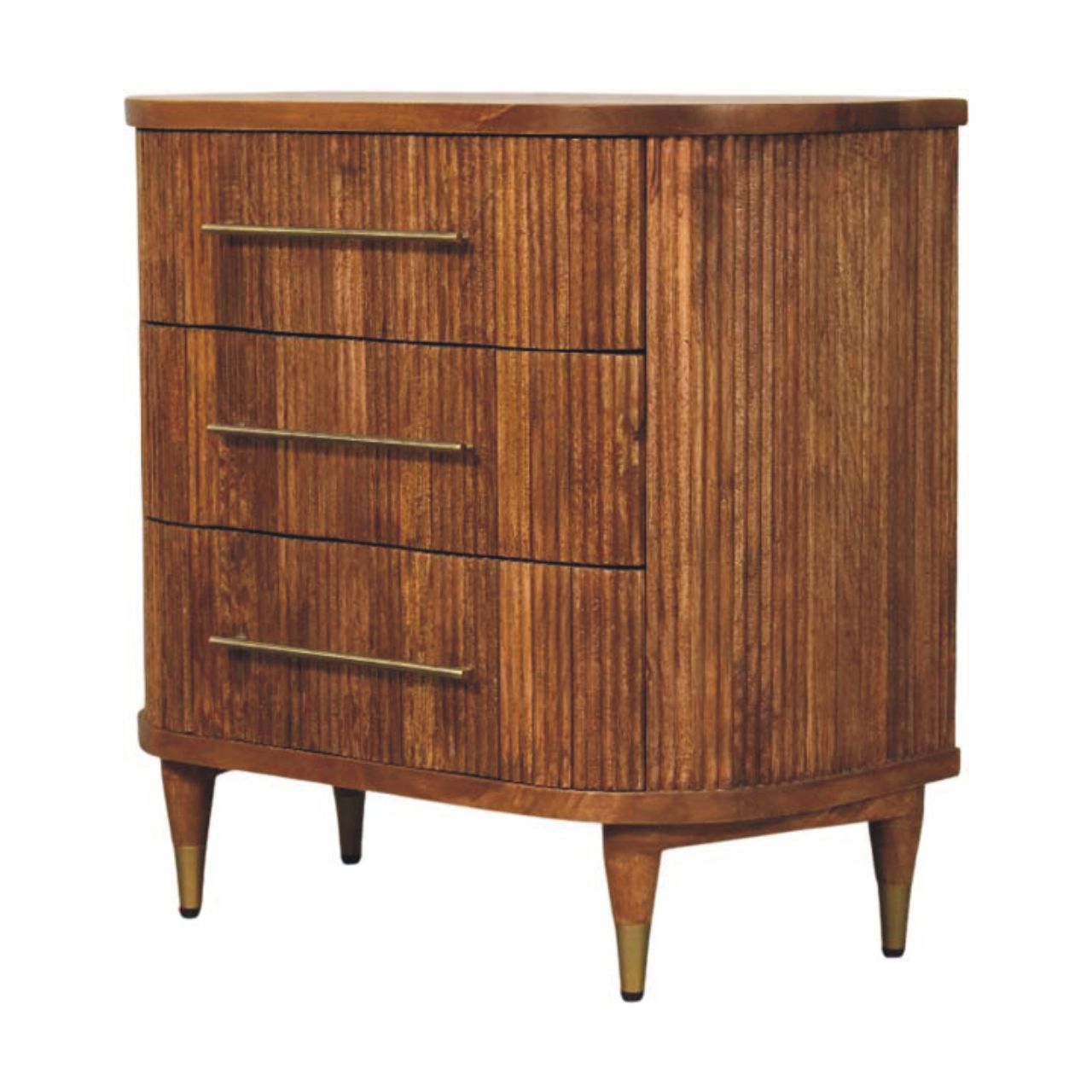 Solid Mango Wood, 3 Drawers, Dark Brown