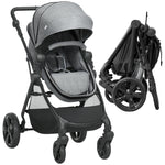 2 In 1 Pushchair Stroller W/ Reversible Seat Single Hand Foldable | Grey