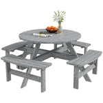 8 Seat Outdoor Wooden Picnic Table With Bench, Parasol Hole