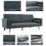 Faux Suede Click-clack Sofa Bed - 3 Seater | Grey
