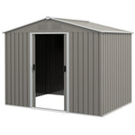 8 X 6ft Garden Storage Shed With Double Sliding Door Outdoor | Light Slate Gray
