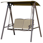 2 Seater Garden Swing Chair Outdoor Canopy Swing W/ Shade | Brown