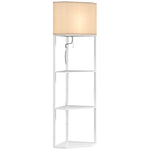Corner Modern Floor Lamp With Shelves For Living Room | One Size | White