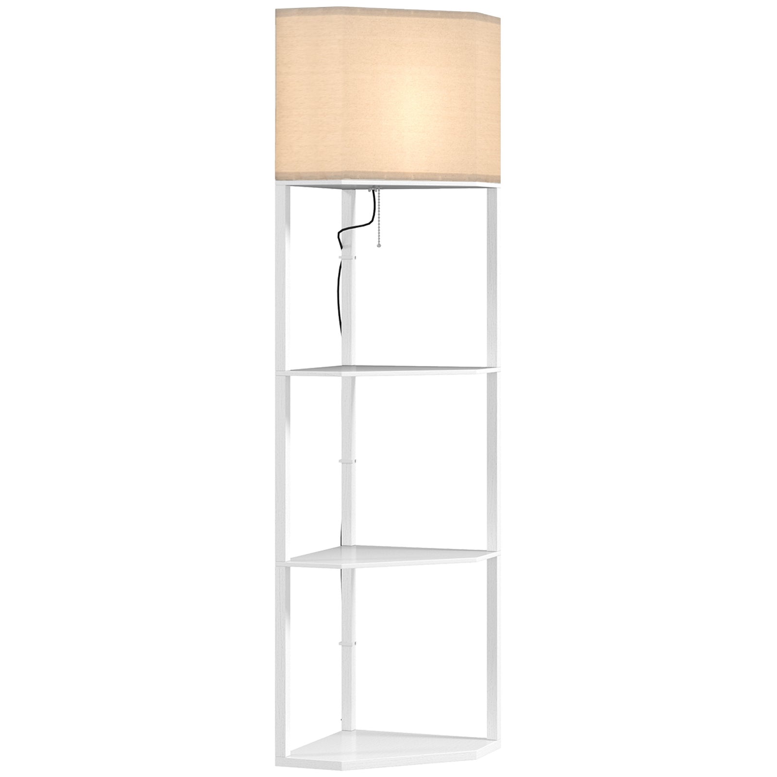 Corner Modern Floor Lamp With Shelves For Living Room | One Size | White