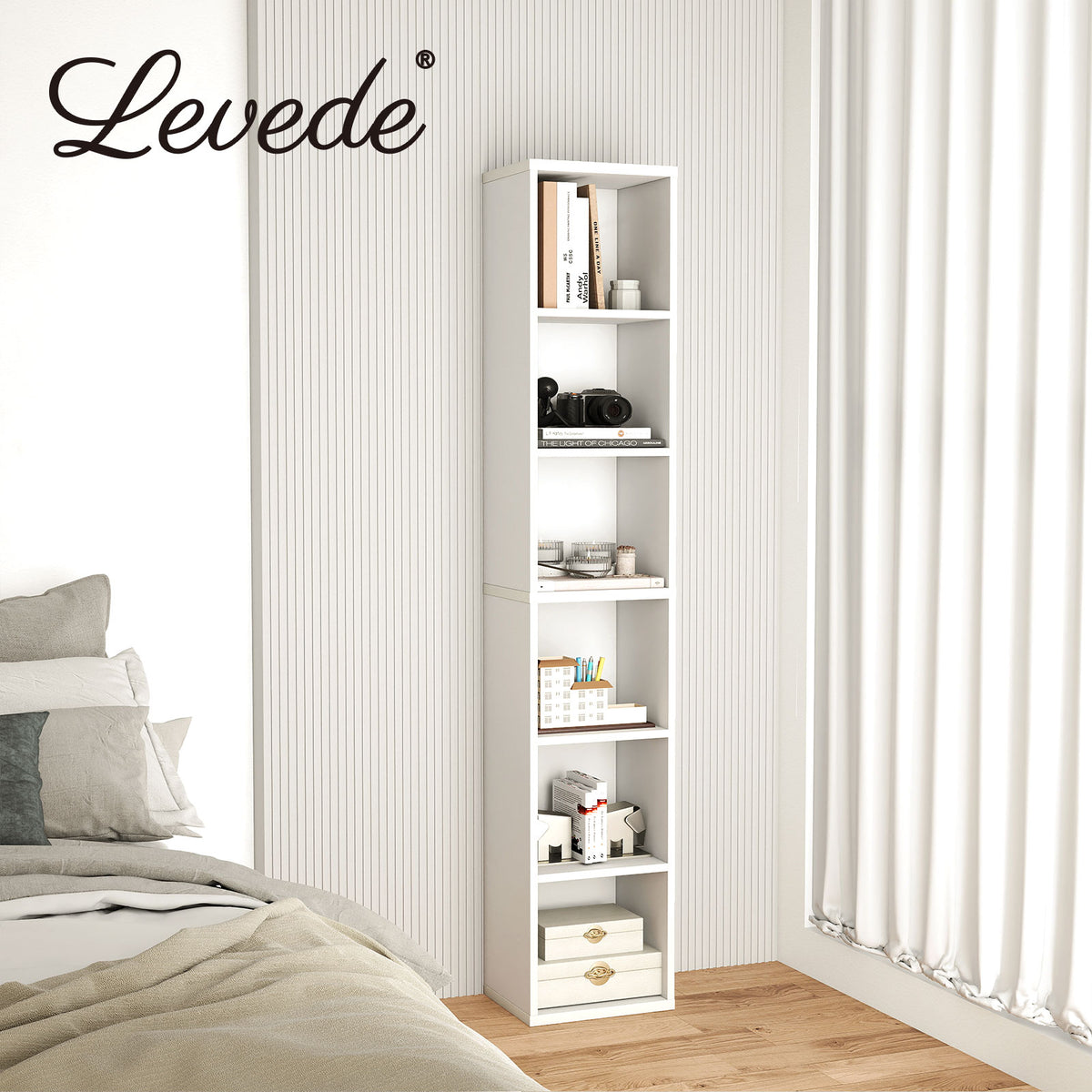 Bookcases Book Shelf Shelving Storage Unit Slim Wood Office Home | White
