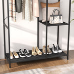 Coat Rack Stand With Hanging Rail And Storage Shelves