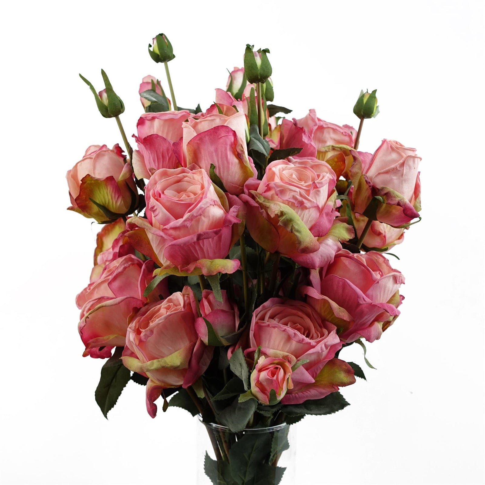 6 X 60cm Pink Rose Artificial Flower Sprays - 24 Flowers 18 Buds