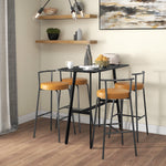HOMCOM Bar Table With Marble Effect Top, Steel Legs