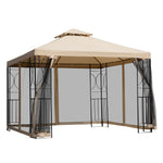 3x3metre Gazebo Patio Pavilion Canopy Tent W/ Netting Shelf