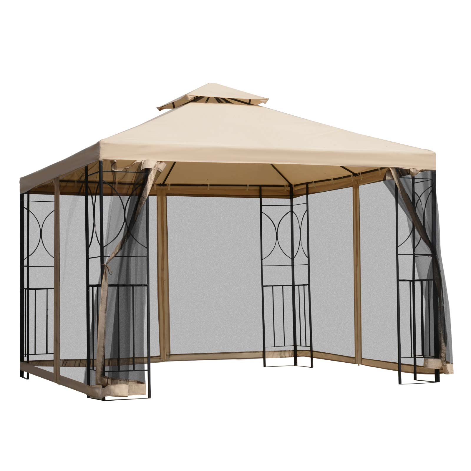 3x3metre Gazebo Patio Pavilion Canopy Tent W/ Netting Shelf