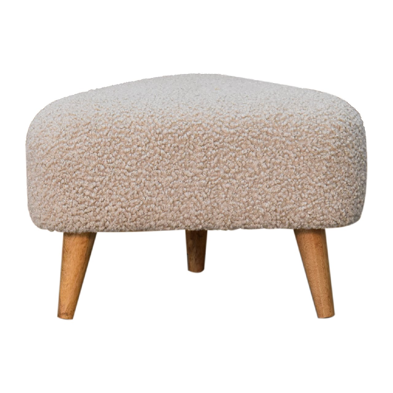 Solid Mango Wood Mud Boucle Triangle Footstool