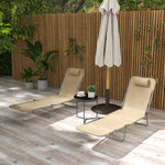 Set Of 2 Outdoor Foldable Loungers W/ Adjustable Back | Brown
