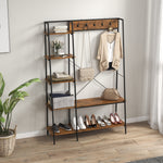 Coat Rack, Coat Stand With Shoe Storage, 5 Hooks For Hallway