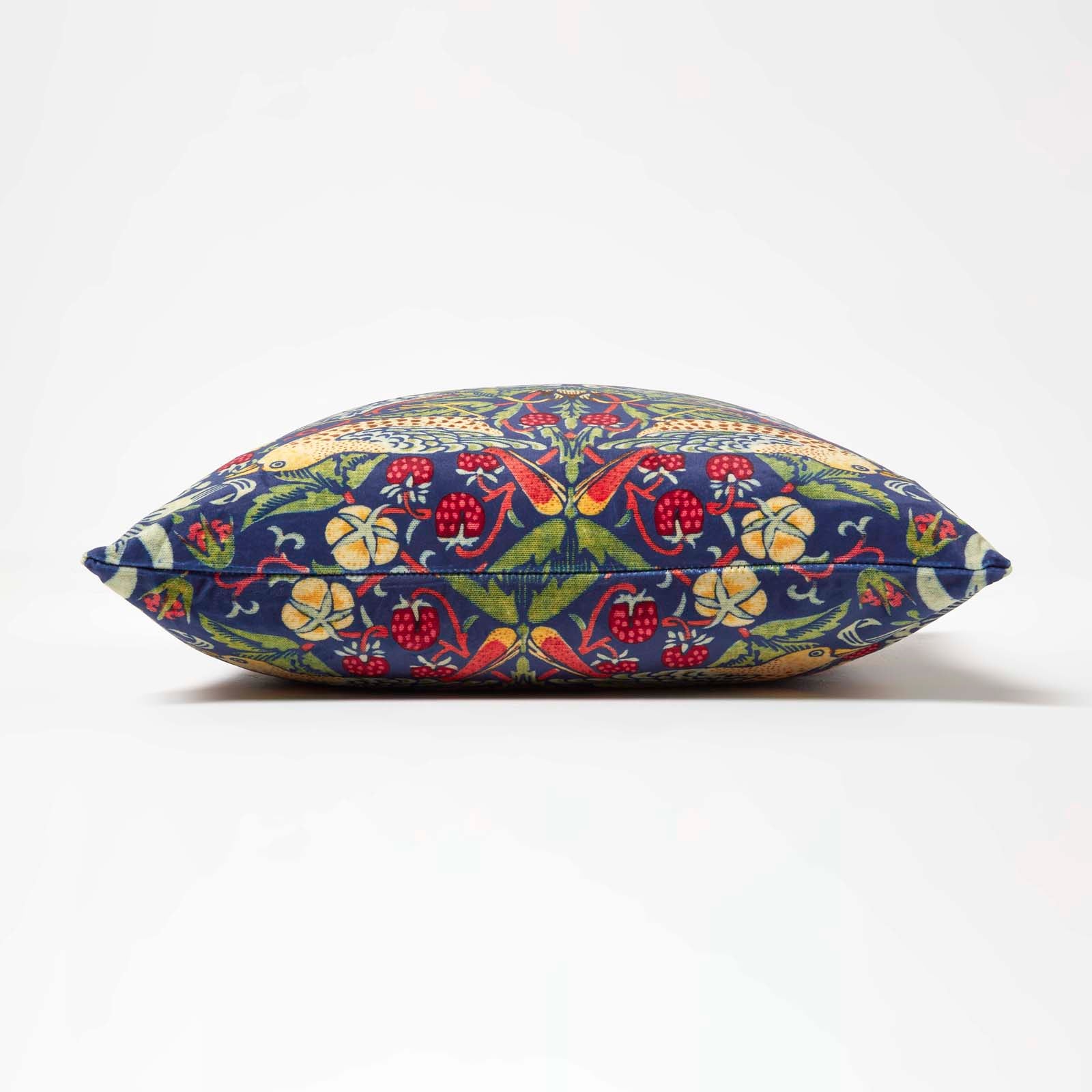 William Morris Strawberry Thief Velvet Cushion | 45cm x 45cm | Red