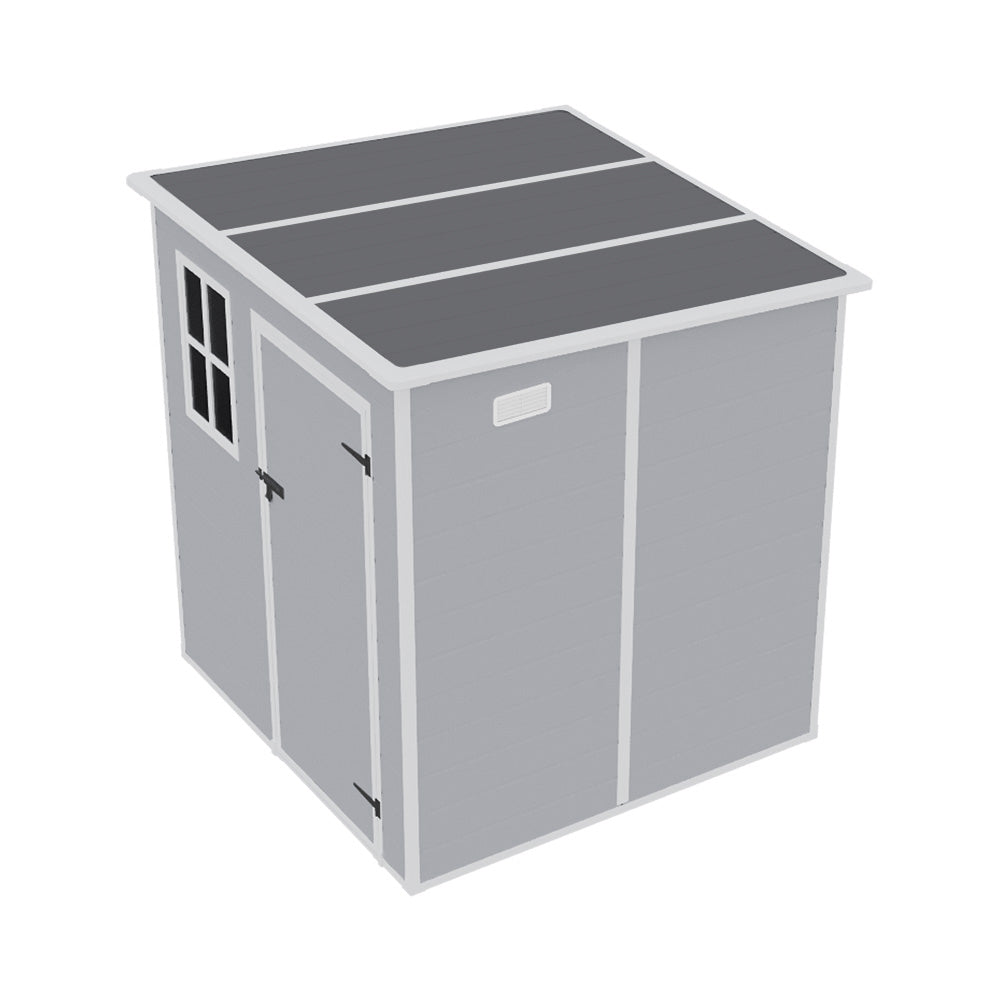 6 X 6ft Durable Pp Outdoor Storage Shed With Lockable Door, Floor, Window & Vent – Weatherproof Plastic Garden Shed
