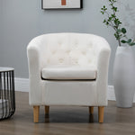 Clio 68cm Wide Velvet Fabric Studded Back Accent Chair With Dark And Light Wooden Legs | Cream