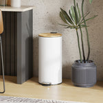 Kitchen Bin, 30 Litre Pedal Rubbish Bin With Removable Bucket | White