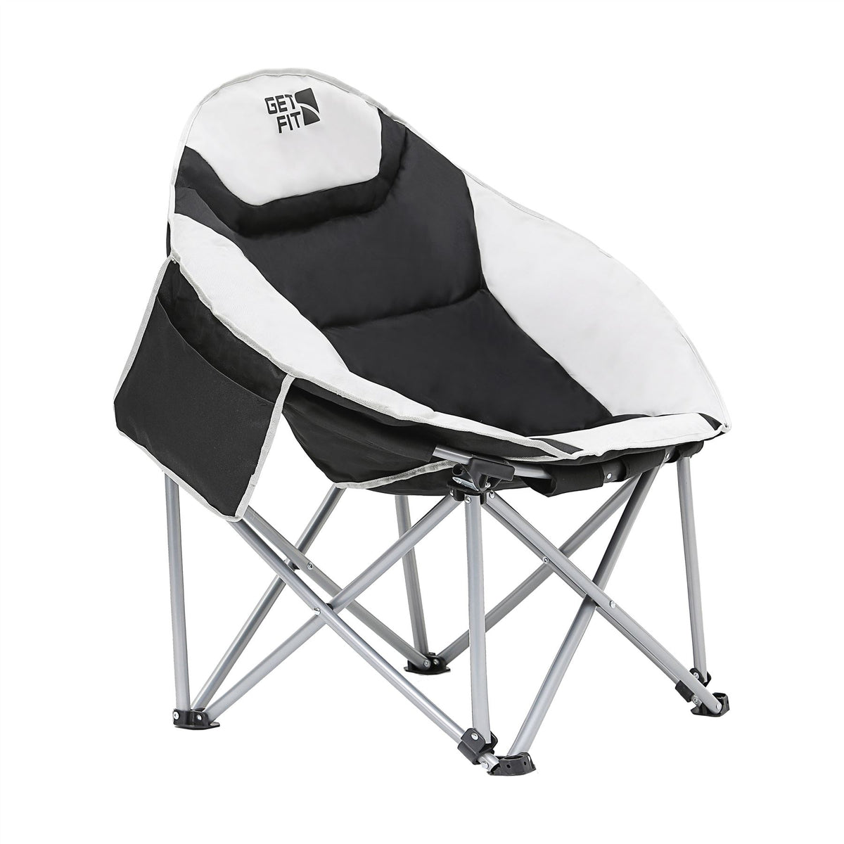 Moon Camping Chair - Portable Outdoor Premium Folding Chair For Adults With Magazine Pocket, Cup Holder & Carry Bag - Heavy Duty Foldable Chair | Single