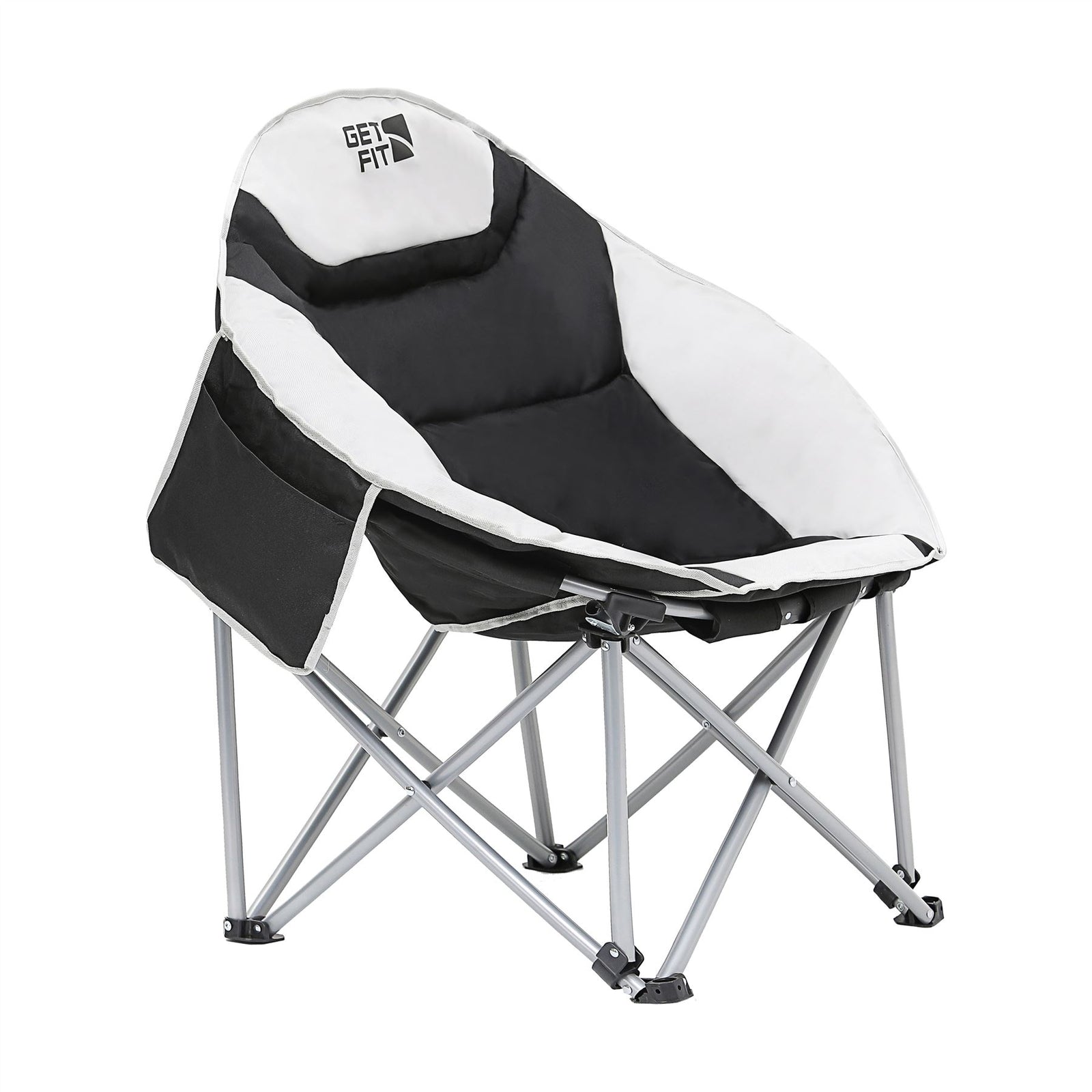 Moon Camping Chair - Portable Outdoor Premium Folding Chair For Adults With Magazine Pocket, Cup Holder & Carry Bag - Heavy Duty Foldable Chair | Single
