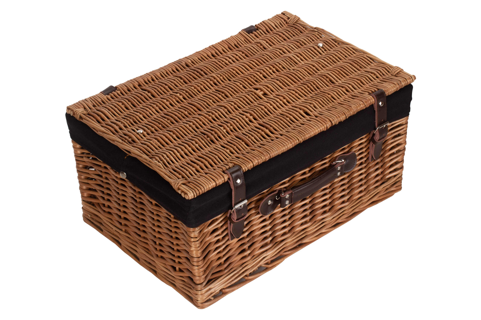 Wicker Double Steamed 51cm Picnic Basket | Black