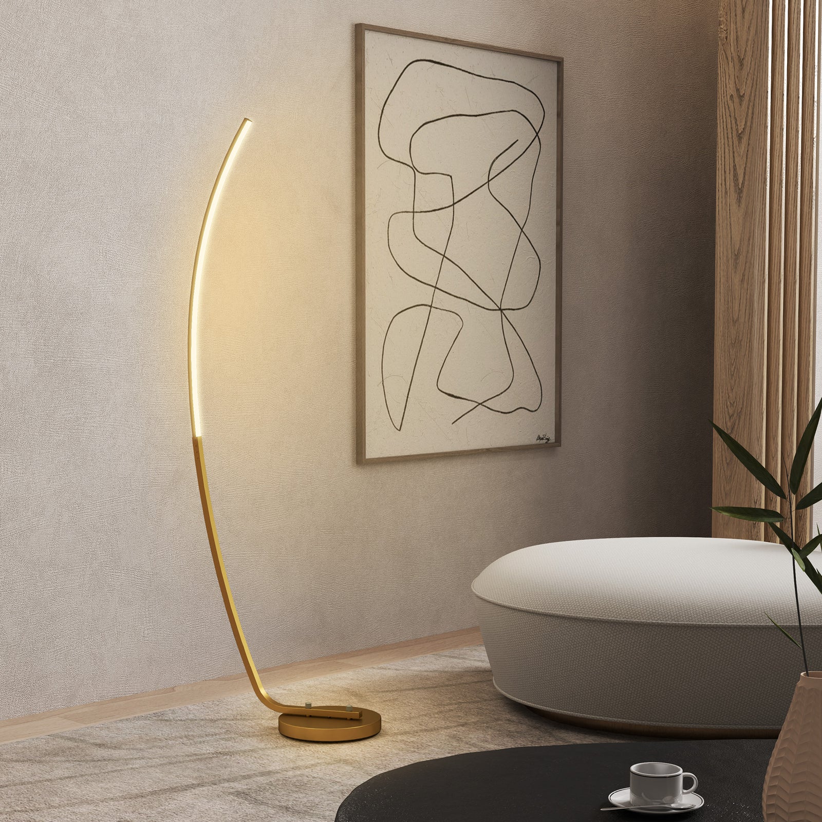 Floor Lamp With Led Strip, Standing Lamp For Living Room