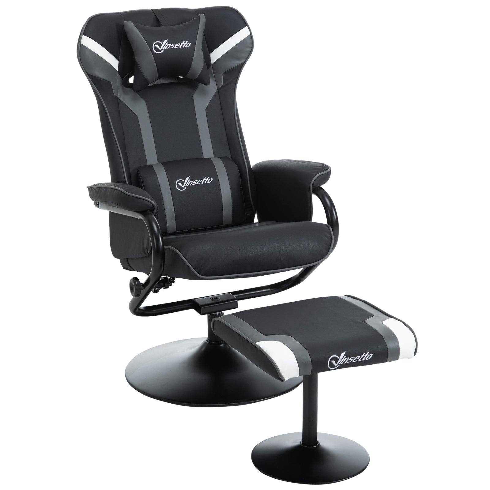 Video Game Chair And Footrest Set With Lumbar Support