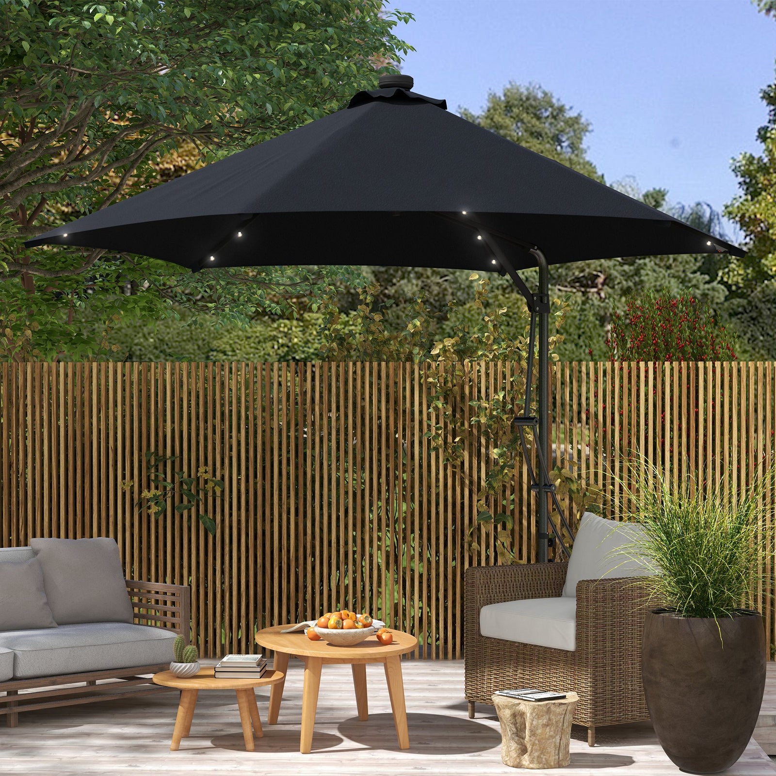 3m Cantilever Parasol W/ Waterproof Cover | Black