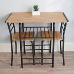 Live Edge Compact Dining Set, Table & 2 Chairs, W80 X D53cm | Black