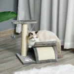 Cat Tree Plush Scratcher Kitty Activity Play Centre Tunnel Dangling Ball | Gray