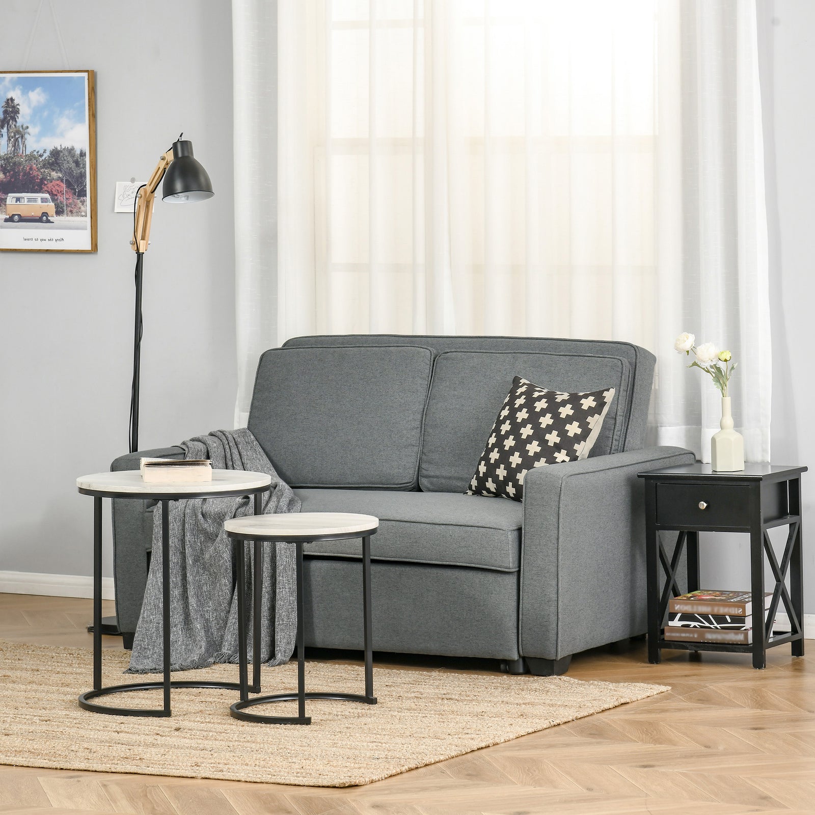 Modern 2 Seater Sofa Bed Click Clack Couch Sleeper