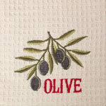 HOMESCAPES "olive" Waffle Cotton Tea Towels, Set Of 2