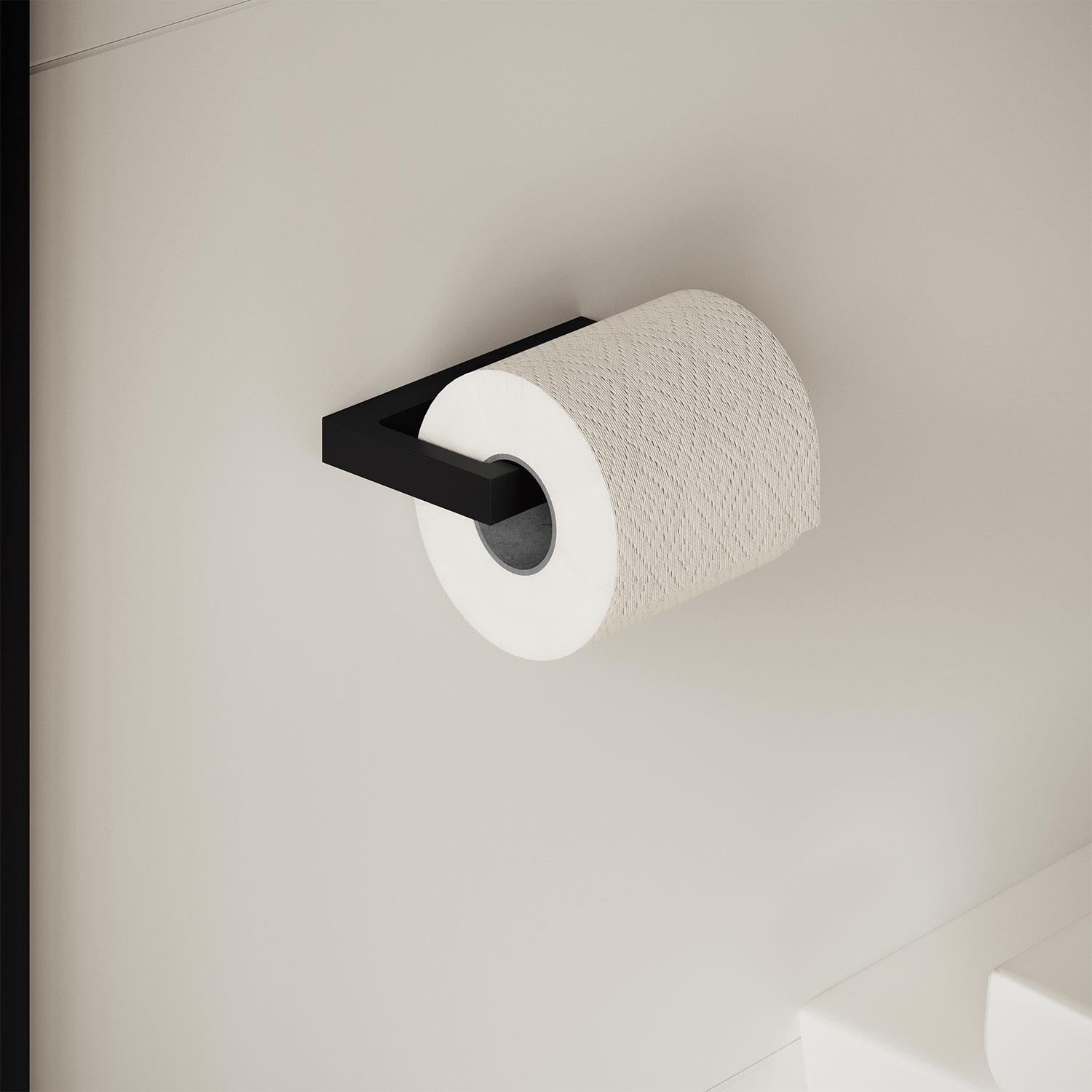Toilet Roll Holder, Black Matt, Wall-mounted, 8,5 Cm. Collection The Grid