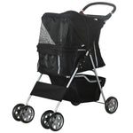 Pet Stroller Carrier Foldable Deluxe Jogger Walk Travel Dog Cat | Black