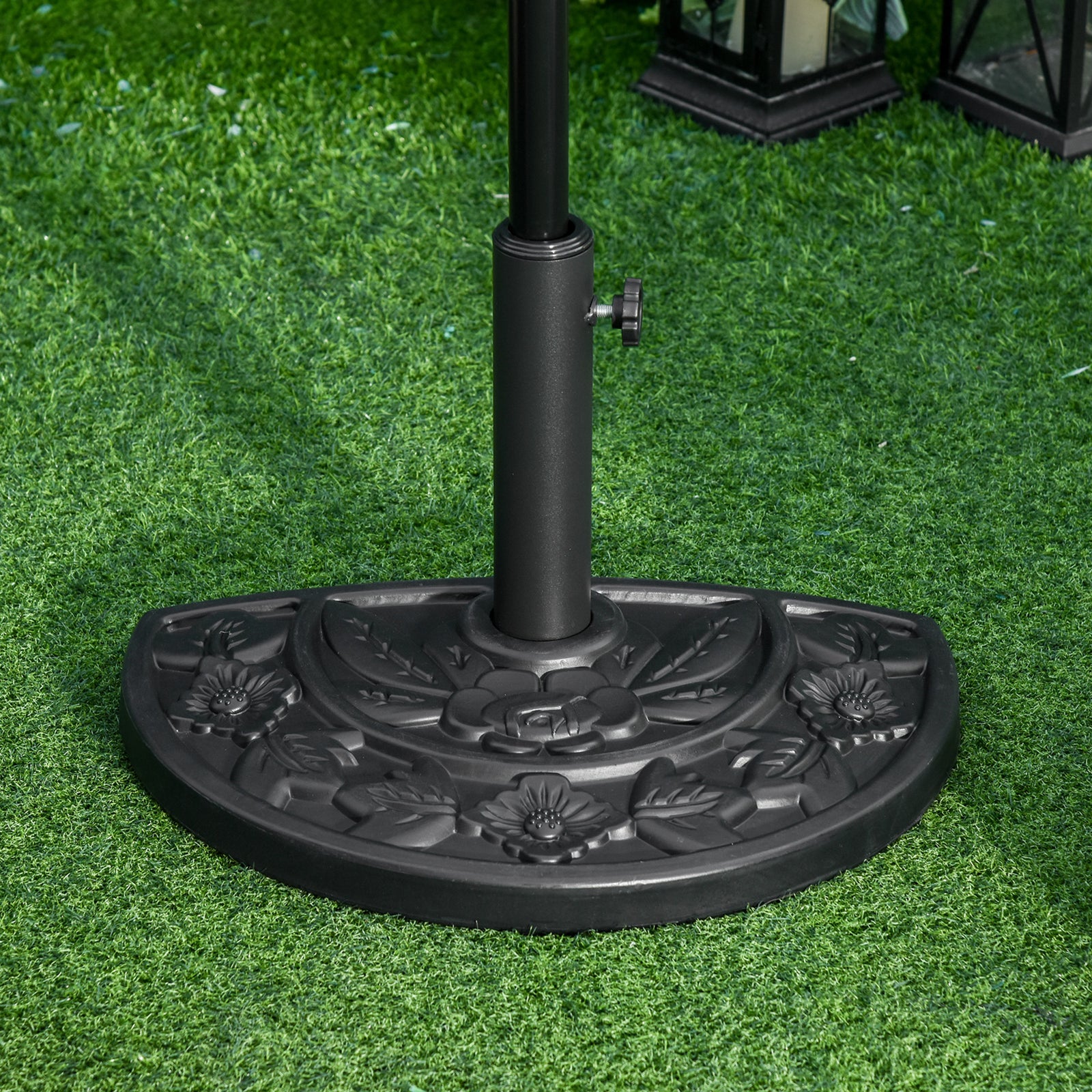 9kg Half Round Parasol Base, Black