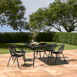 5 Pieces Garden Dining Set Outdoor Tempered Glass Garden Table With Rattan Chairs