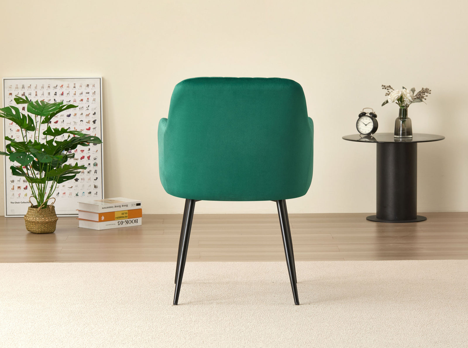 Elegant Miami Dining Table Set With 4 Velvet Charlotte Chairs | Green