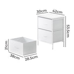 Bedside Table 2 Fabric Drawer Nightstand Shelf Storage Furniture Cabinet | White