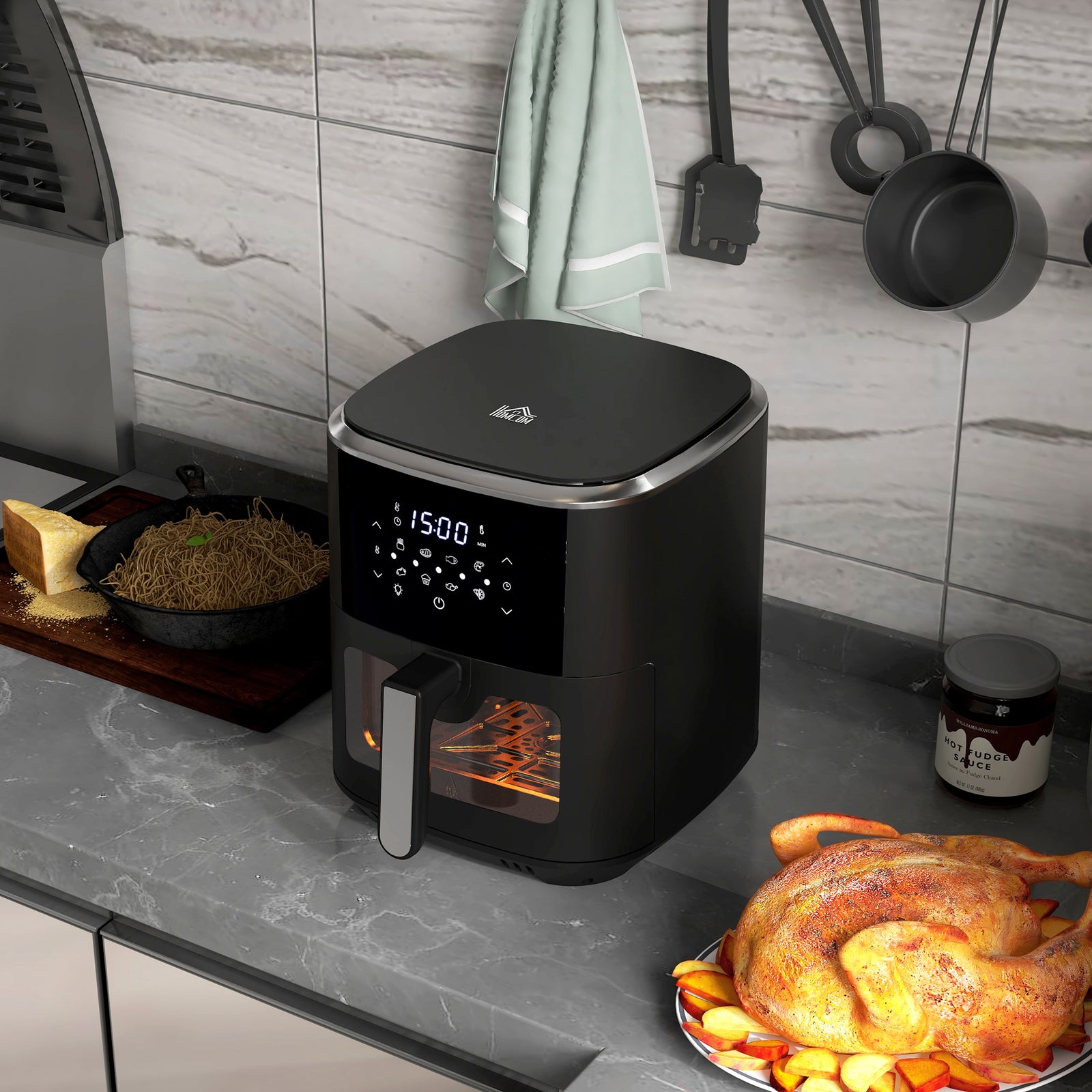 HOMCOM 6.5l Air Fryer With Digital Display Rapid Air Circulation