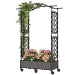 Outsunny Raised Garden Bed With Arch Trellis, Plastic Raised Bed For Garden