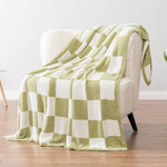 Dyzi Checkered Throw Blanket Soft Cozy 200x230cm Sage Green