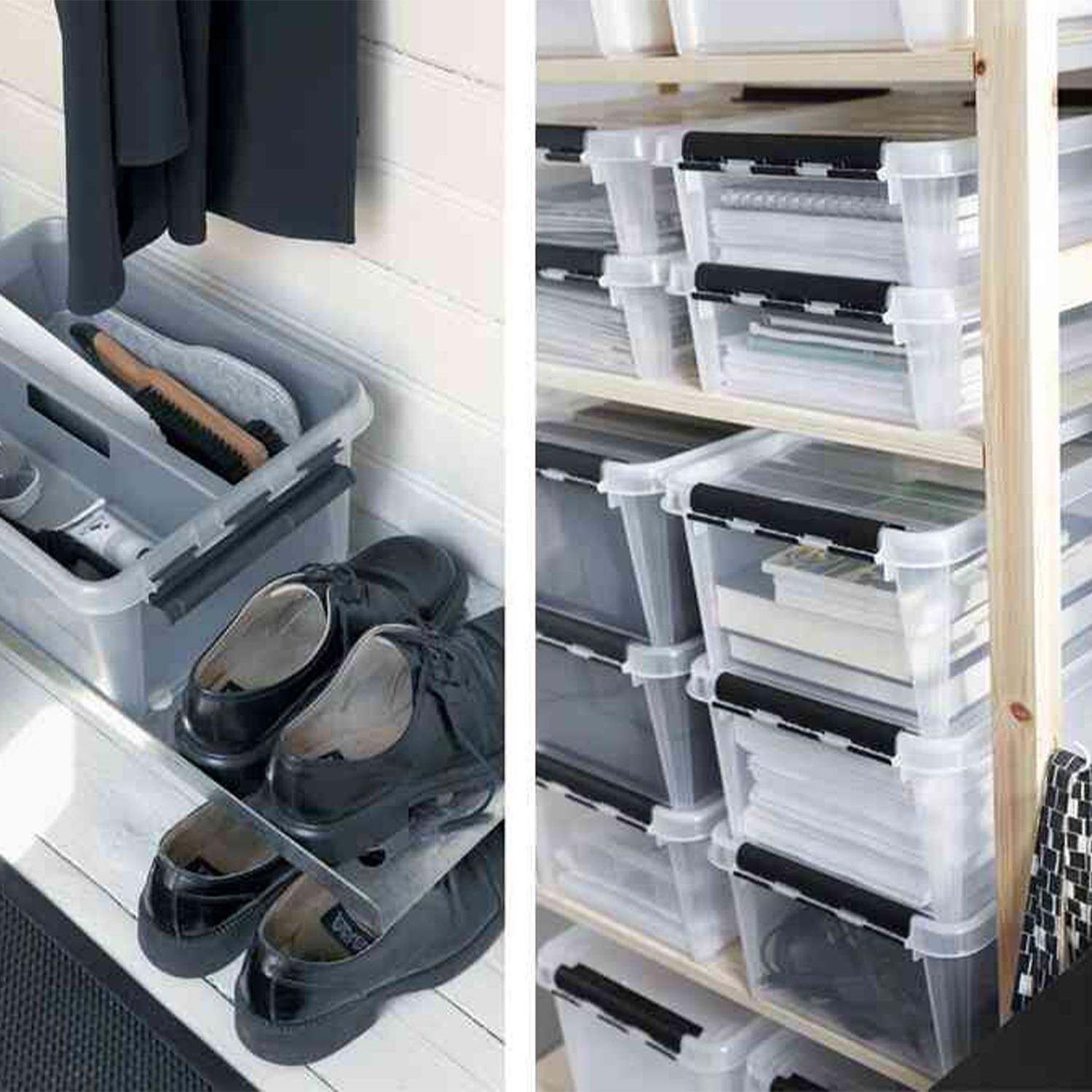 15 Classic Transparent Plastic Storage Box With Lid, 14 Litre