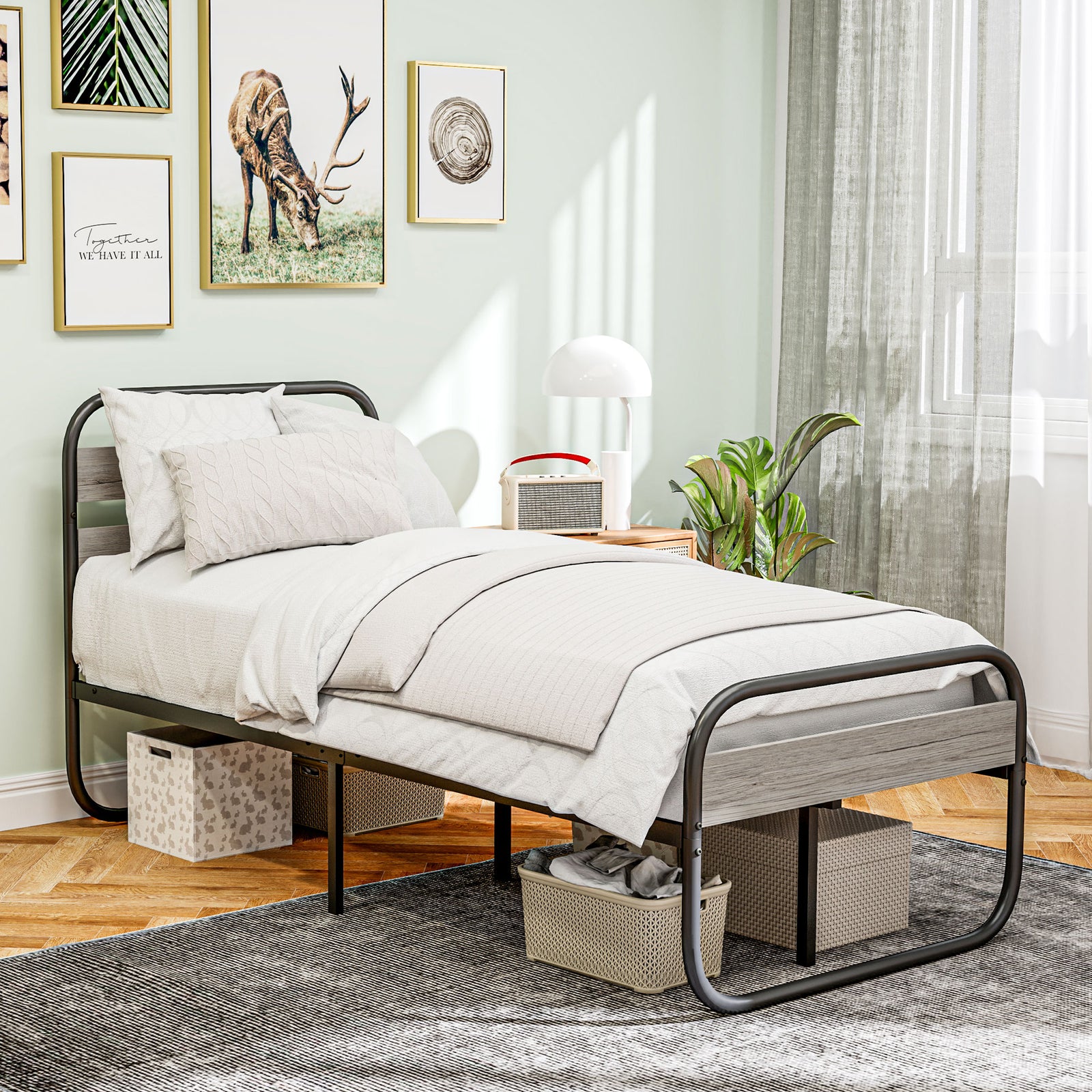 Single/double/king Metal Bed Frame With Under Bed Storage | Single