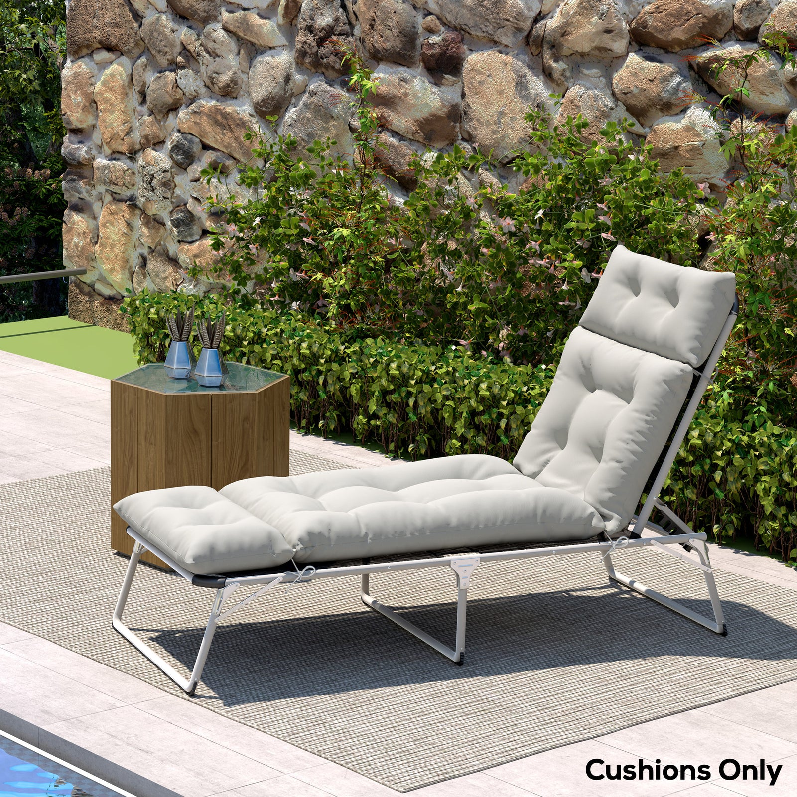 Sun Lounger Cushion Only, Garden Lounge Chair Cushion | Light Grey