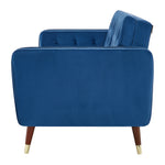 Velvet Click Clack Button Back Sofa Bed - 3 Seater | Blue