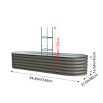 160/240/360cm W X 80cm D X 42cm H Outdoor Galvanized Steel Raised Garden Bed With Trellis | Medium | Mixed Grey