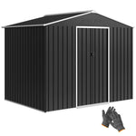 8 X 6ft Garden Storage Shed With Double Door | Dark Grey