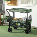 Trolley Cart Storage Wagon With Handle, Canopy Black | Green