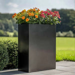 Long Zinc Galvanised Tall Trough Planter | 75cm x 25cm x 90cm | Glossy Black