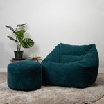 Morgan Cord Armchair & Pouffe Set | Teal
