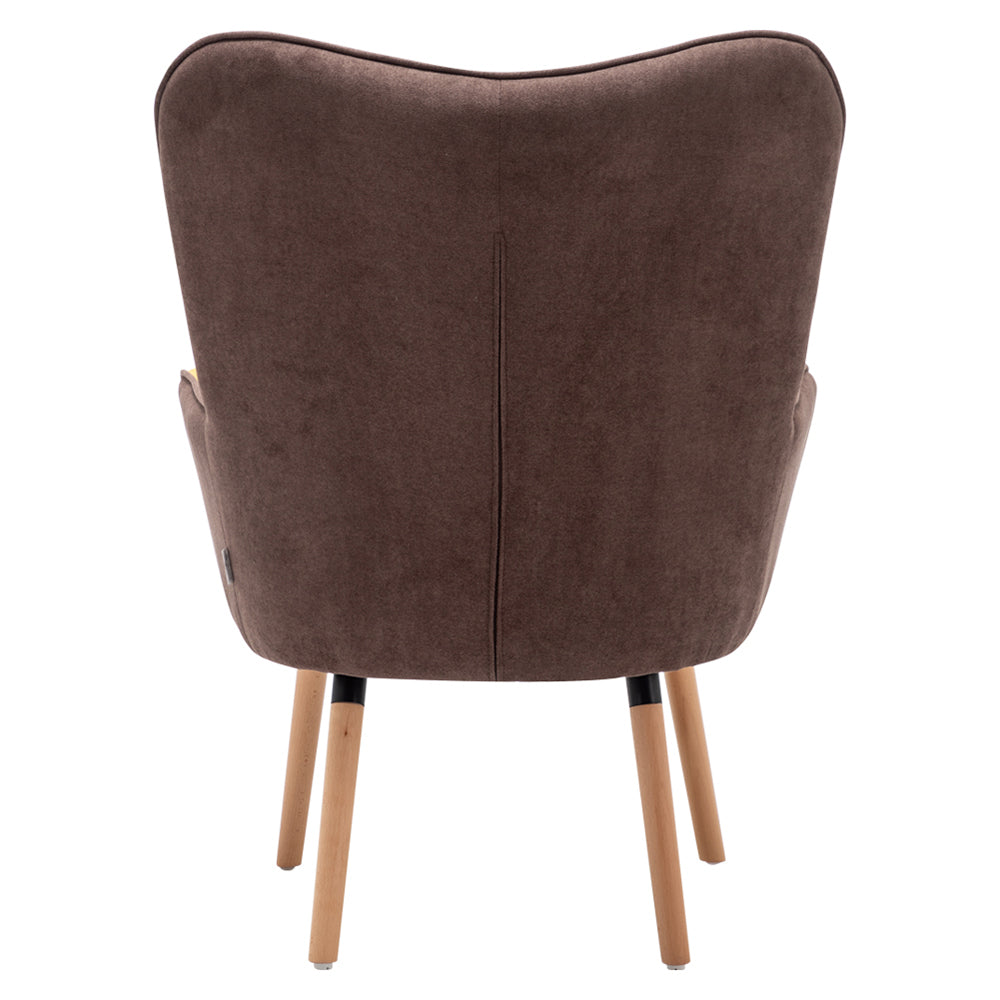 Upholstered Wingback Armchair With Footrest And Cushion